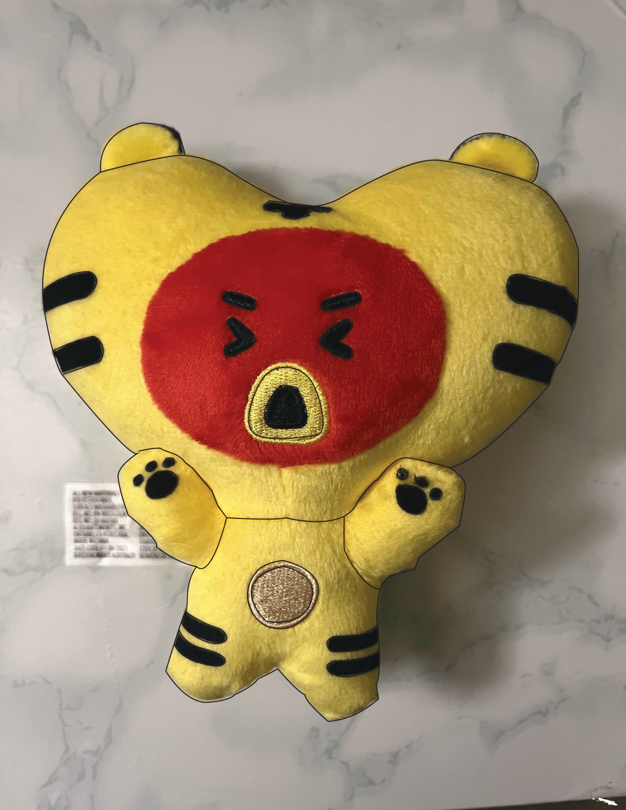 bt21 character tata wearing tiger costume line art with background